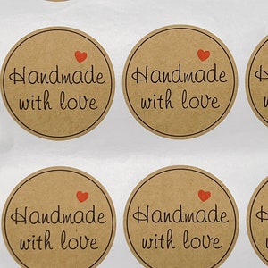 40 un peu moins de 2 pouces Autocollants ronds faits main avec amour. Grands autocollants d'emballage ronds pour personnaliser l'emballage. Livraison gratuite