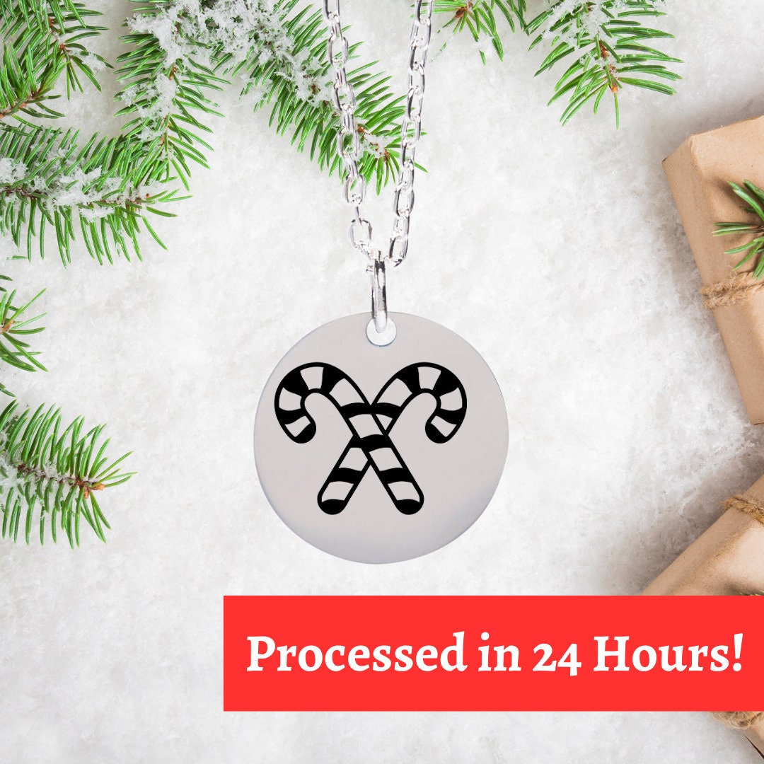 Candy Cane Necklace Gold Christmas Candy Cane Jewelry Etsy