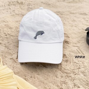 Wildlife Manatee Cap Embroidered Baseball Hat Adjustable Strap Design Marine Animal Headwear Summer Beach Accessory Ocean Lover Gift Casual Everyday Wear Unstructured Dad Hat Comfortable Fit One Size Antique Buckle Closure Unique Animal