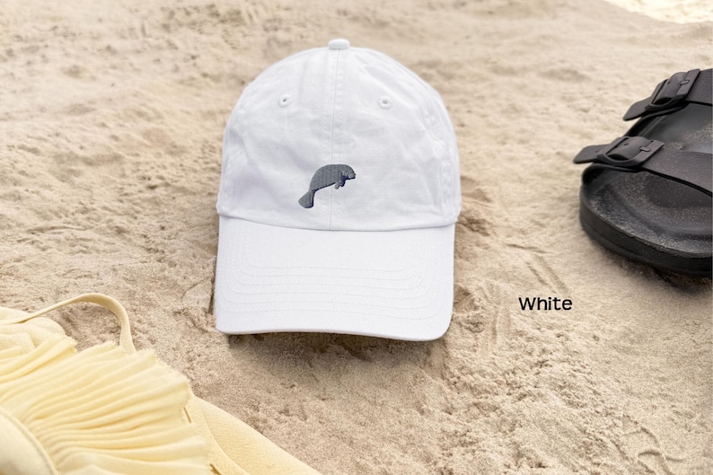 Wildlife Manatee Cap Embroidered Baseball Hat Adjustable Strap Design Marine Animal Headwear Summer Beach Accessory Ocean Lover Gift Casual Everyday Wear Unstructured Dad Hat Comfortable Fit One Size Antique Buckle Closure Unique Animal