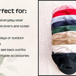 Gorra de béisbol bordada con diseño de manatí para mujer, gorra de papá, diseño de animales, accesorio para la cabeza con correa ajustable, accesorio marino para amantes del océano, regalo marino de verano imagen 11