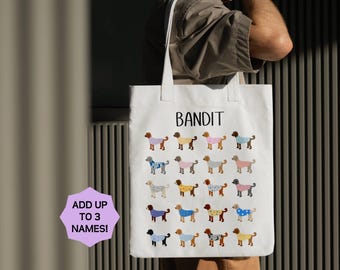 Goldendoodle tygväska hundgåva för män shoppingälskare bomull bärväska valpdesign djurtryck canvas tillbehör vardagsbruk hundkonstverk