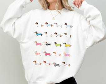 Taxskjorta för kvinnor, taxhund, hundkläder, gåva för hundälskare, rund hals, Doxie Mom-tröja, wienerhund, korv, hundtröja, husdjur