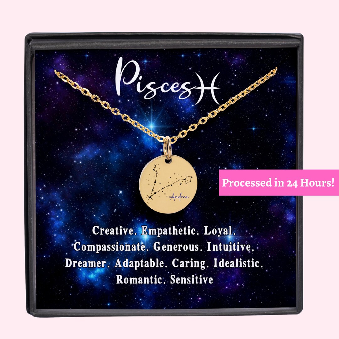 Personalized Pisces Necklace Gold Zodiac Sign Pisces Necklace Silver ...