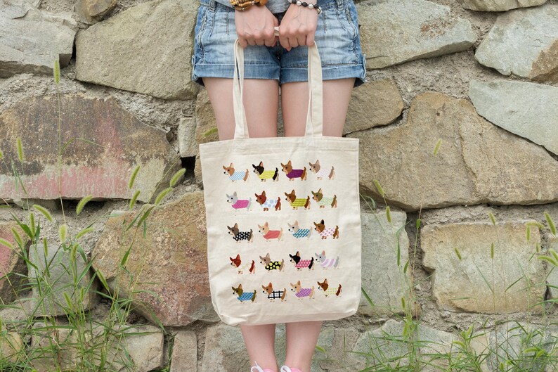 Dog Mom Gift Tote Bag Canvas Dog Print