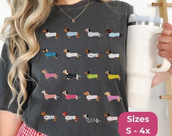 Dachshund Pattern Shirt Design Idea For Gift Dog Mom Dachshund Mom Doxie Mom Wiener Dog Lover Clothing Cotton Top Quality Material Comfort