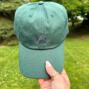 Adjustable Baseball Hat Embroidered Manatee Design Wildlife Themed Headwear Ocean Animal Cap Summer Beach Accessory Casual Style Unstructured Dad Hat Marine Life Pattern Low Profile Construction Comfortable Fit Everyday Wear Perfect Gift