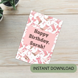 Cowgirl Geburtstagskarte für Geburtstag Canva Template Cowgirl Geschenk Cowgirl Geburtstagsgeschenke für Sie Retro Geschenke Geburtstag kokett Cowgirl Karte
