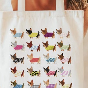 Cute Corgi Tote Bag Dog Mom Gift Tote Bag Canvas Dog Print Tote Bag Corgi Gift for Dog Lover Accessories Travel Bag Corgi Mom Gift Corgi Art