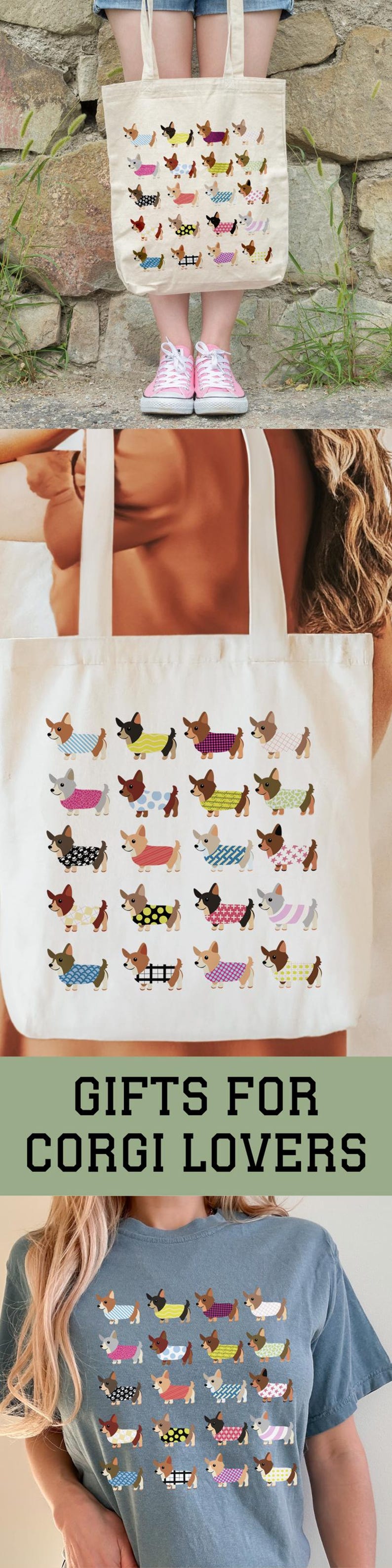 Cute Corgi Tote Bag Dog Mom Gift Tote Bag Canvas Dog Print Tote Bag Corgi Gift for Dog Lover Accessories Travel Bag Corgi Mom Gift Corgi Art