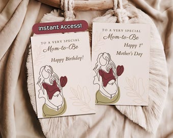 Gravid födelsedagskort Digital nedladdning Utskrivbar Graviditetsfirande Blivande mamma Presentidé Moderskapsönskningar Dotter Grattis