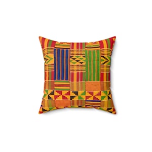 Dg African Designs Kente Print Faux Suede Square Pillow