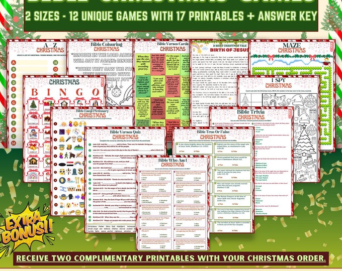 Bible Christmas Games I Christmas Printables I 12 Unique Games I Bible ...