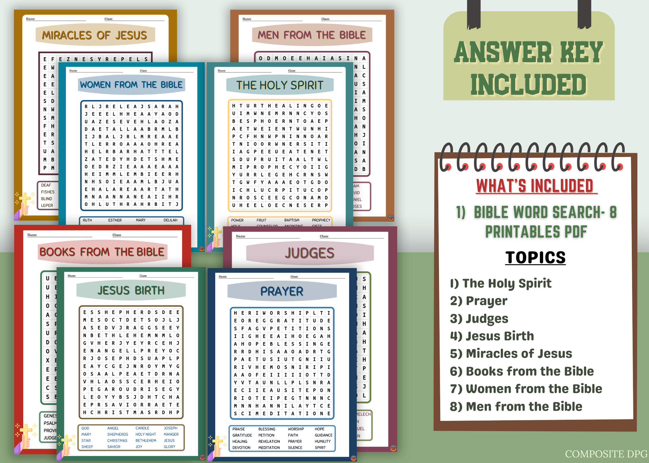 Bible Word Search Puzzles Game Printable I Total 8 Puzzle Games I Bible ...