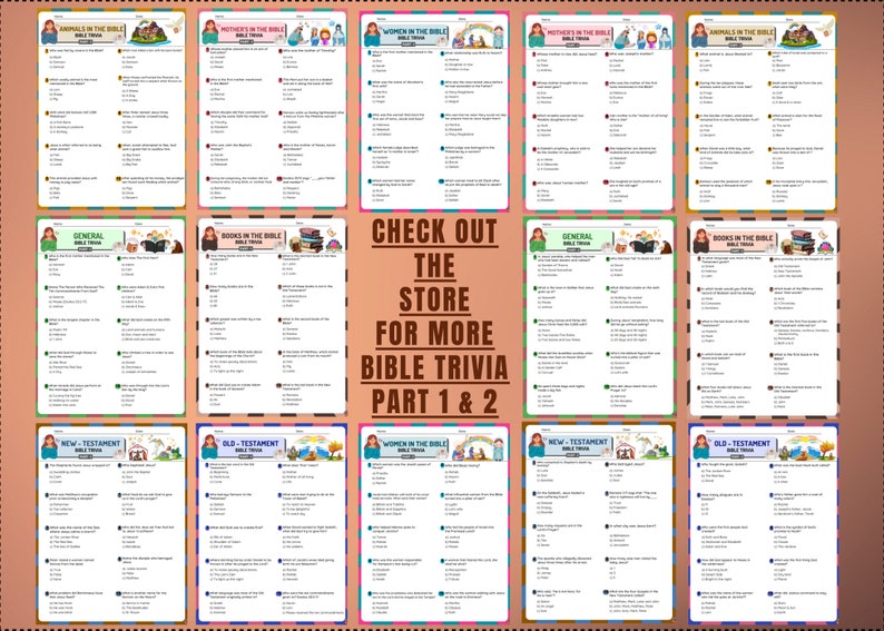 New Testament Bible Trivia Game Printable I Part-1 &amp; 2 I Bible Quiz I ...