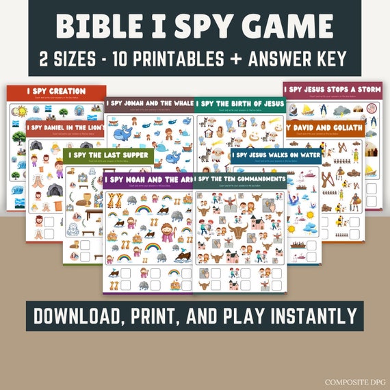 Bible I Spy Game: 10 Unique Printables, Church Activity (PDF)