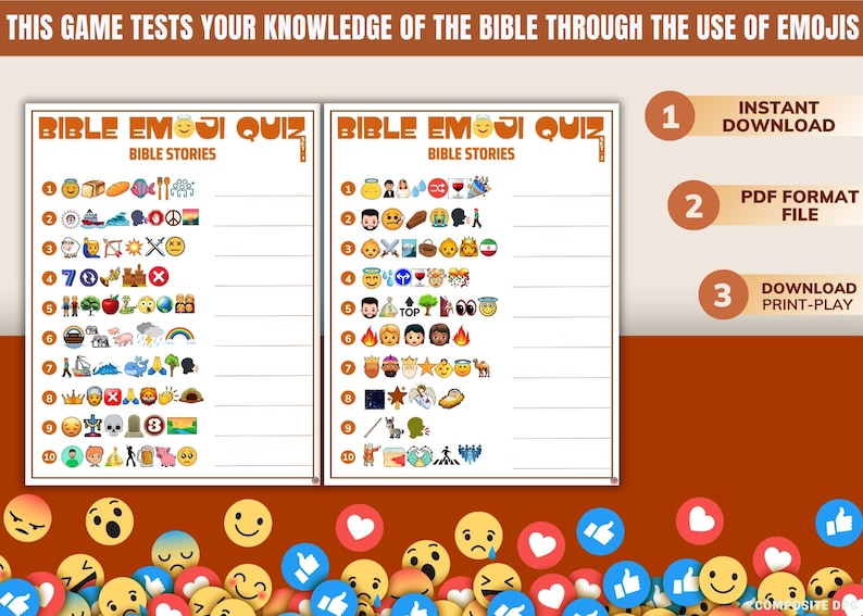 Bible Stories Emoji Quiz: Church Activity Game (PDF) - Etsy