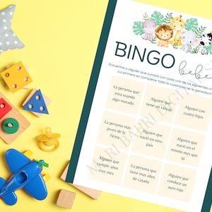 Juego de Bingo para Baby Shower, Descarga instantánea, Bingo Bebe, Juego de bingo, juego de baby shower, juego para baby shower, Bebe