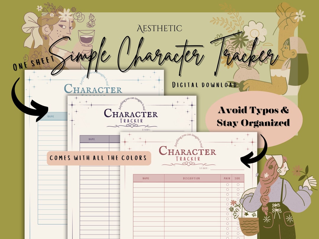 Printable Character Tracker for Novel Writers | Author's Character ...