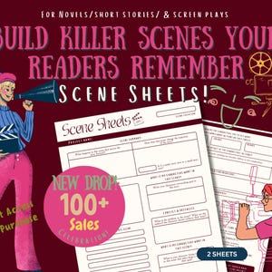 Scene Sheet Novel/screenplay Worksheets|| Novel Worksheets for Writers, Story Outline/Planner, Character development