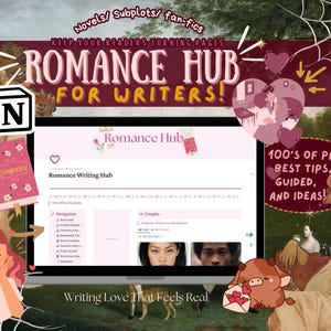 Sjabloon Romance Novel Notion: schrijfplanner en -overzicht (digitaal)
