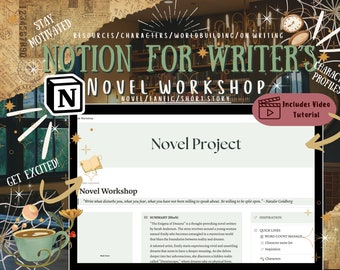 Notion Novel Template: Writer's Project Planner with Character Profiles