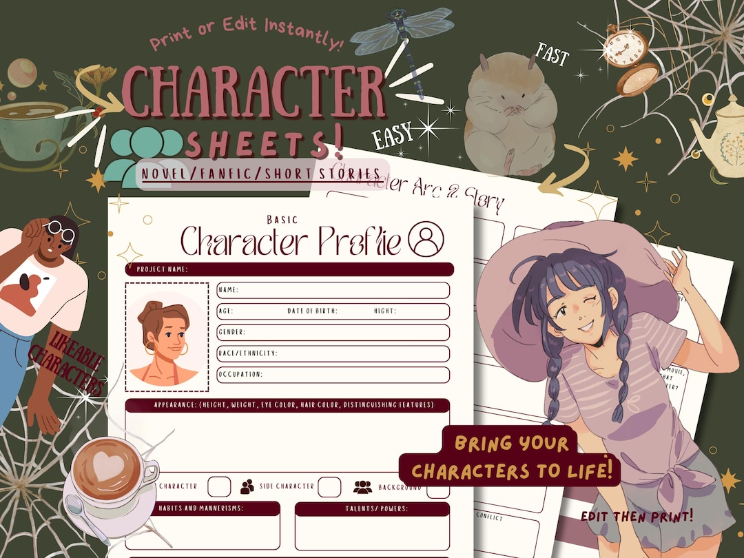 Character Profile Template | Novel and Story Planning (printable ...