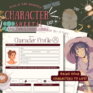 Sjabloon personageprofiel | Roman en verhaalplanning (afdrukbare en invulbare pdf)