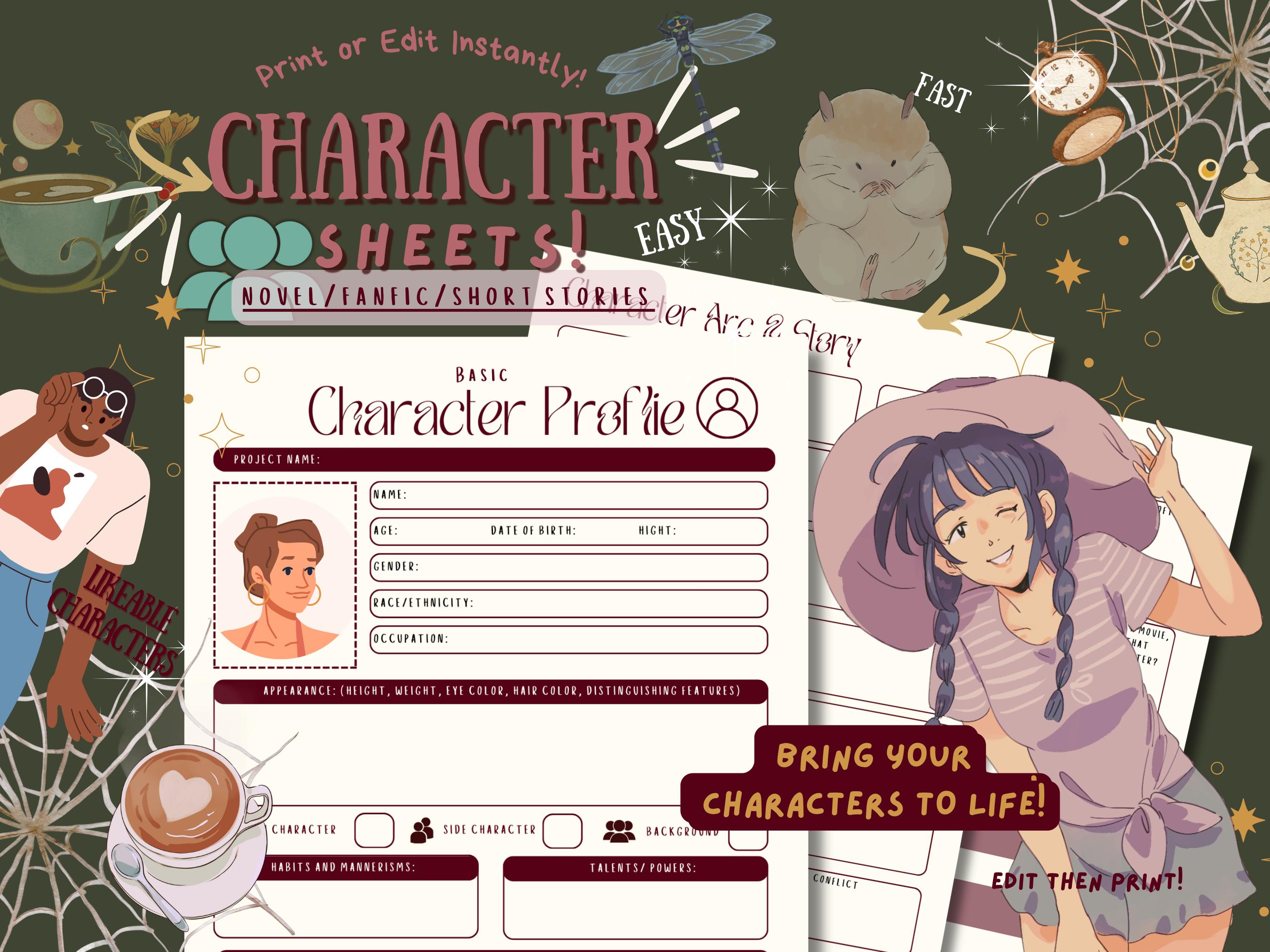 Character Profile Template | Novel and Story Planning (printable ...