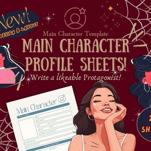 Main character worksheets|| Character workbook, Digital or printable writing planner, Novel templates, Stories, Writers