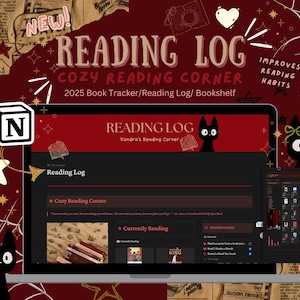 Modello di monitoraggio della lettura di Notion, registro di lettura di Notion, diario di lettura, biblioteca di lettura di Notion, database di lettura
