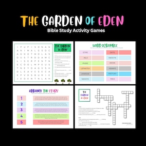 Garden of Eden Printable Christian Teen Kid Crossword Puzzle Word