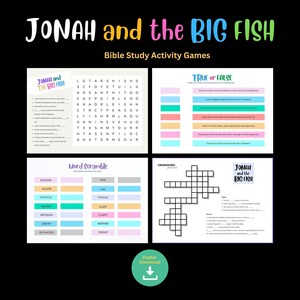 Jonah and the Big Fish Crossword Etsy