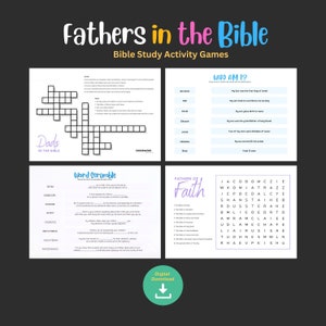 聖書の中の父親 父の日の印刷可能なゲーム クロスワードパズル クリスチャンの子供向けワードサーチクイズ 教会の日曜学校の子供向けアクティビティ