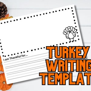 Turkey writing template, Thanksgiving writing template, Fall Handwriting worksheets for Preschool, Kindergarten, 1st Grade, Homeschooling