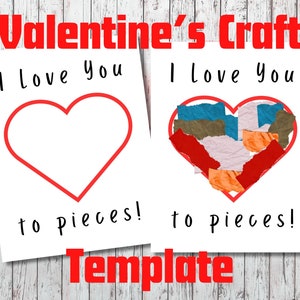 Plantilla de manualidad para el día de San Valentín. Manualidad "Te amo hasta los huesos", manualidad para guardería, manualidad para preescolar, tarjetas de San Valentín para niños
