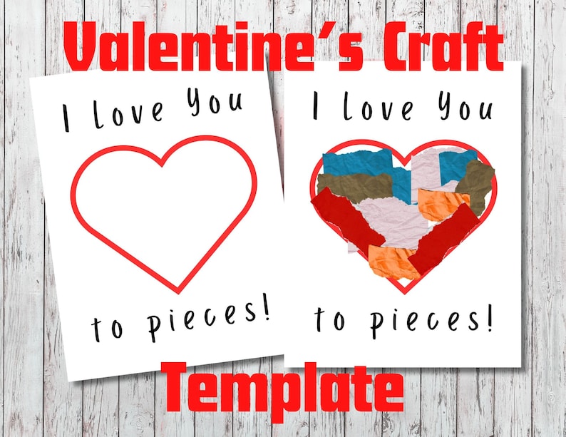 Valentine's Day Craft Template. I Love You to Pieces Craft, for Daycare