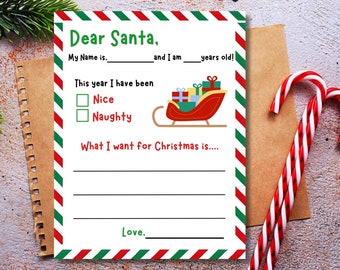 Simple Letter to Santa, Printable Santa Clause Letter, What I Want