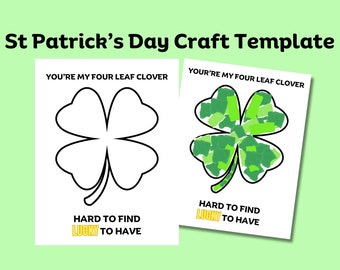 Shamrock Craft template, St Patrick's Day craft for daycare, preschool, DYI craft for kids
