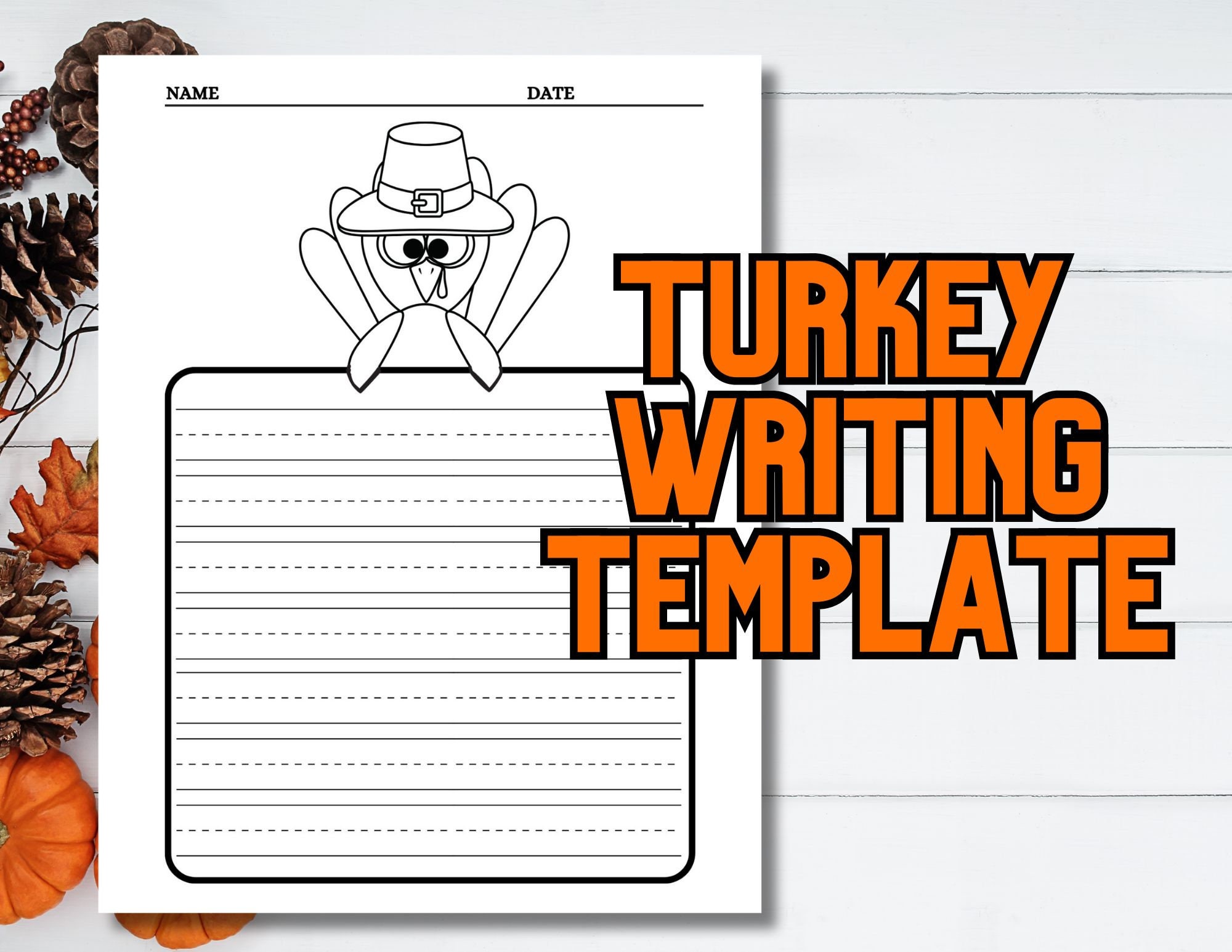 turkey writing template, thanksgiving writing template, fall