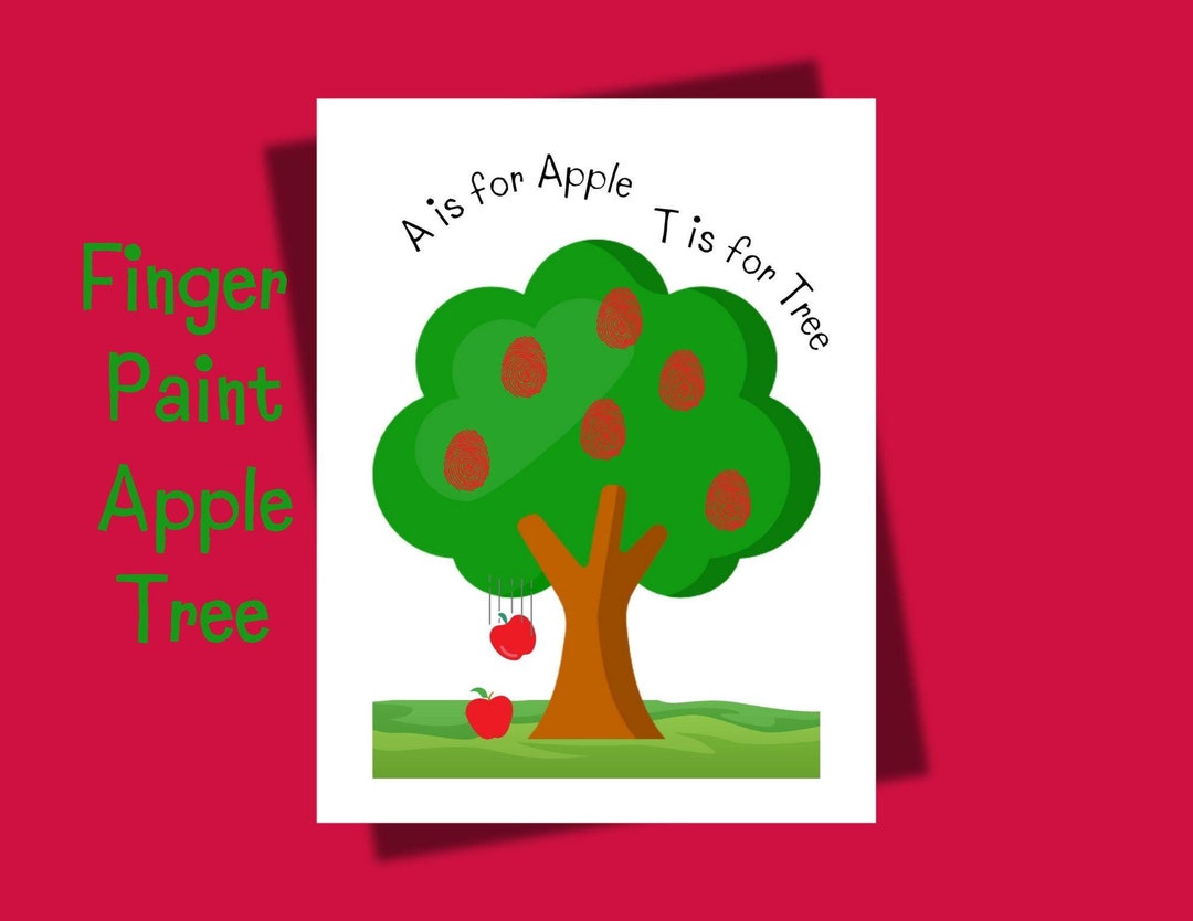 Apple Tree Craft, Finger Paint Crafting, Finger Print Apple Tree, Apple ...