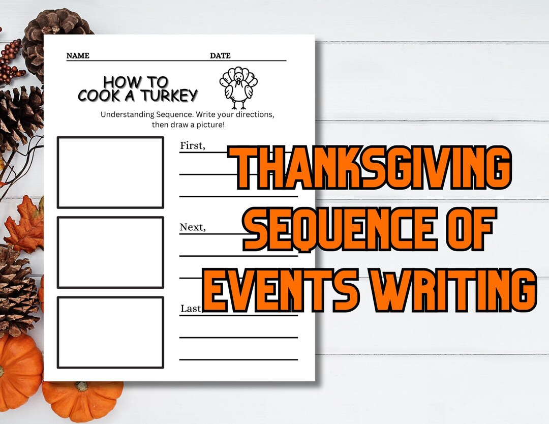 Turkey Sequence of Events, Thanksgiving Writing Template, Fall Turkey Sequence of Events, Thanksgiving Writing Template, Fall