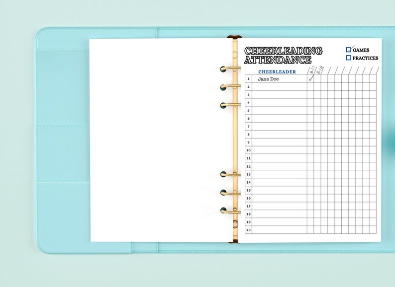 Printable Cheer Season Attendance Sheet/roster Instant Download ...