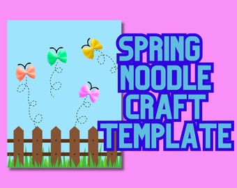 Spring Noodle Craft Template, Butterfly Craft Template for preschool, daycare, homeschool