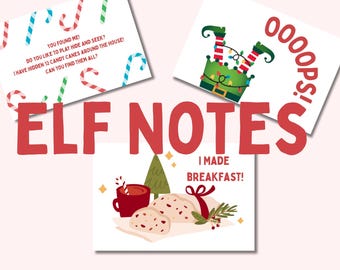 Può includere: Biglietti degli elfi con vari disegni. Una carta dice "Mi hai trovato!" con illustrazioni di bastoncini di zucchero. Un'altra dice "Ops!" con le gambe dell'elfo. Una terza carta dice "Ho fatto colazione!" con illustrazioni di cibo.