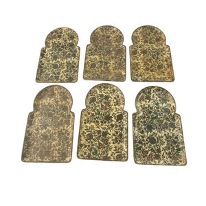 Vintage Viking Import Japan Drink Trays Set Floral Birds Gold Florentine Style