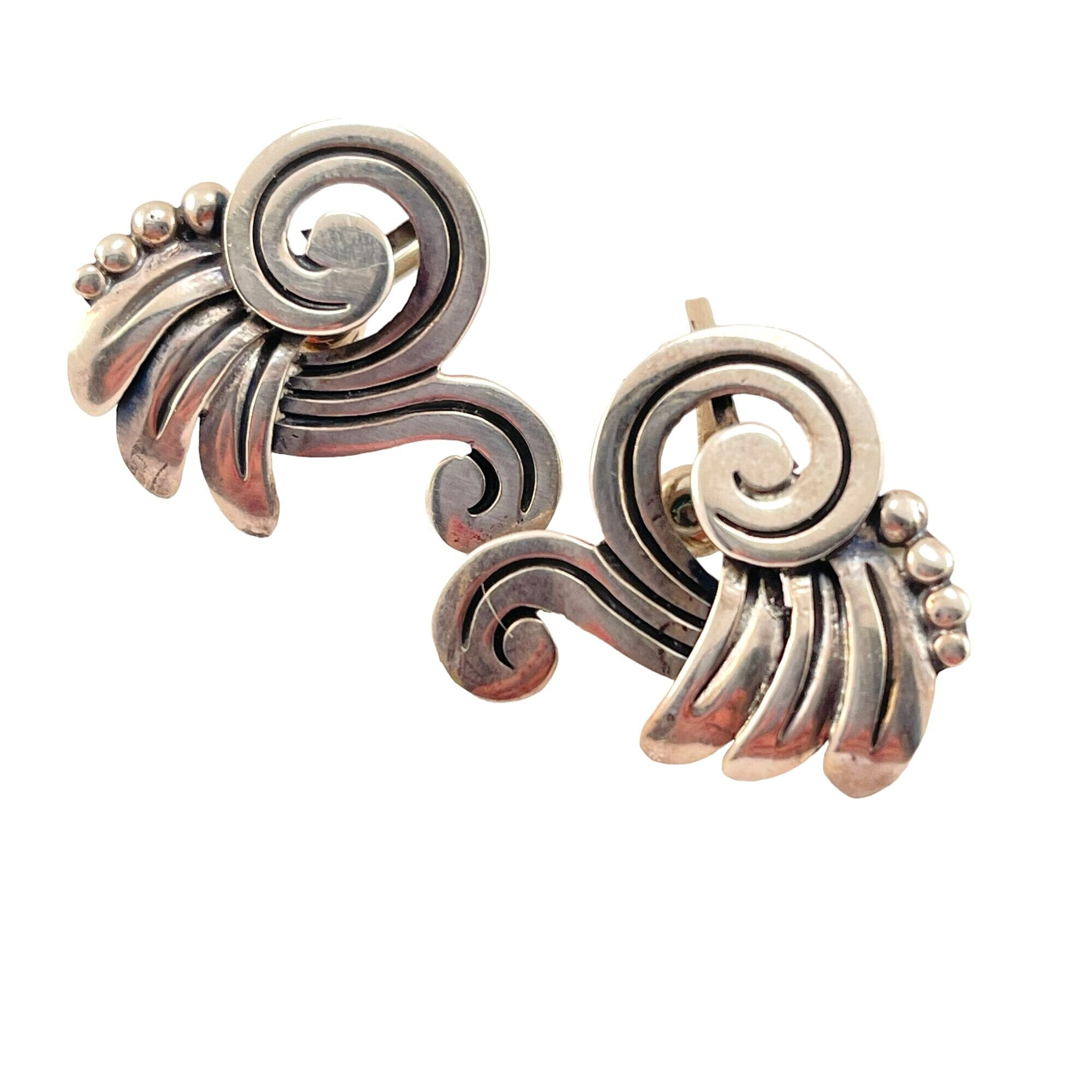 Amethyst Accent Sterling Silver Tear Drop Spiral Coil Design Earrings Amethyst Accent Sterling Silver Tear Drop Spiral Coil Design Earrings