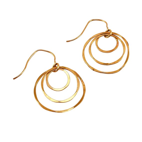 Triple Hoop Hammered Thin Gold Filled Wire Hoop Dr