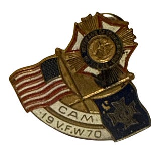 Vintage VFW emaille pin post 419 veteranen van buitenlandse oorlogen badge USA vlag kruis