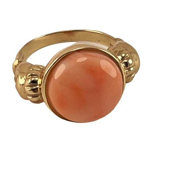 10K Yellow Gold Italian Coral Ring Italian Roman W